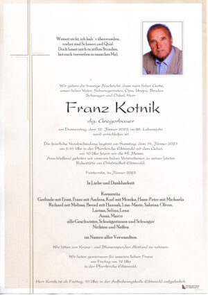 Portrait von Franz Kotnik vgl. Gregorbauer