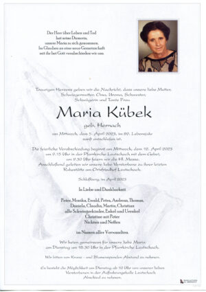 Portrait von Maria Kübek geb. Hernach