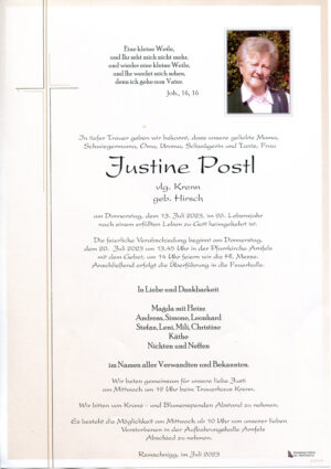 Portrait von Justine Postl vlg. Krenn geb. Hirsch